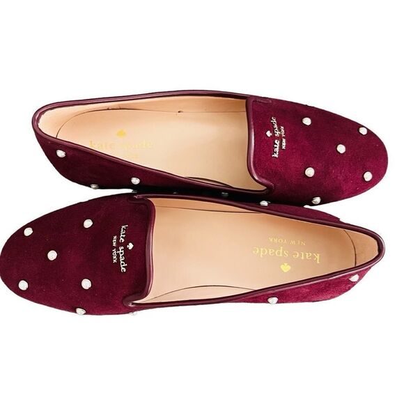 Kate Spade Claudia Pearl Flats, Deep Berry, size 8. - Picture 6 of 9